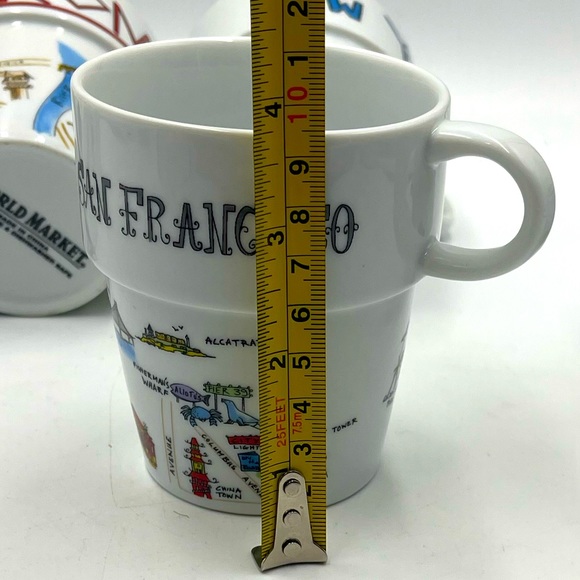 7pc World Market Stackable Mugs New York Rome Tokyo Paris Shanghai San Francisco - Picture 14 of 16